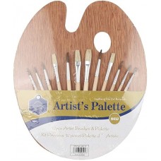 Keep Smiling Artist Oil Paint Brushes & Palette Set  / 12 Pcs